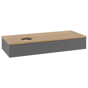 Villeroy und Boch Antao Waschtisch-Unterschrank K11151GK 120x19x50cm, Hahnloch, Waschbeckenplattenfarbe honey oak, anthracite matt lacquer