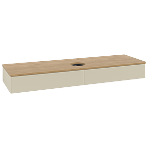 Villeroy &amp; Boch Antao vanity unit K14051HJ 160x19x50cm, tap hole, washbasin top color honey oak, silk grey matt lacquer