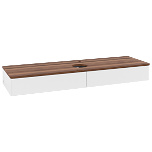 Villeroy &amp; Boch Antao vanity unit K14052MT 160x19x50cm, tap hole, washbasin top color warm walnut, white matt lacquer