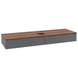 Villeroy und Boch Antao Waschtisch-Unterschrank K14152GK 160x19x50cm, Hahnlochbohrung, Waschbeckenplattenfarbe warm walnut, anthracite matt lacquer