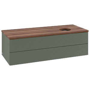 Villeroy &amp; Boch Antao vanity unit K23112HL 120x36x50cm, washbasin top color warm walnut, leaf green matt lacquer