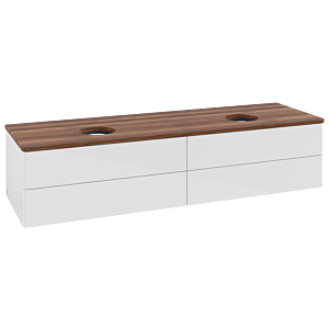 Villeroy und Boch Antao Waschtisch-Unterschrank K28012GF 160x36x50cm, Waschbeckenplattenfarbe warm walnut, glossy white lacquer