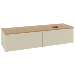 Villeroy &amp; Boch Antao vanity unit K38111HJ 160x36x50cm, washbasin top color honey oak, silk grey matt lacquer