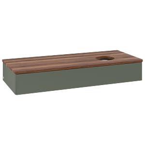 Villeroy &amp; Boch Antao vanity unit L12012HL 120x19x50cm, washbasin top color warm walnut, leaf green matt lacquer