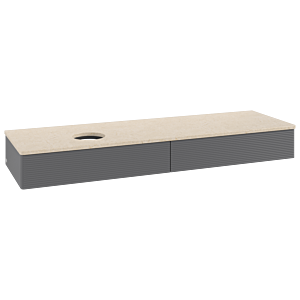 Villeroy & Boch Antao Waschtischunterschrank 1600x190x500mm L15113GK mit Beleuchtung mit Struktur FK/AP: GK/3