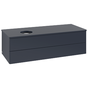 Villeroy und Boch Antao Waschtisch-Unterschrank L22010HG mit Beleuchtung, 120x36x50cm, Waschbeckenplattenfarbe Lack, midnight blue matt lacquer