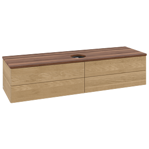 Villeroy & Boch Antao Waschtischunterschrank 1600x360x500mm L25112HN mit Beleuchtung mit Struktur FK/AP: HN/2