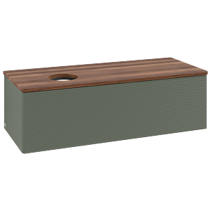 Villeroy &amp; Boch Antao vanity unit L33112HL 120x36x50cm, washbasin top color warm walnut, leaf green matt lacquer