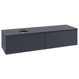 Villeroy und Boch Antao Waschtisch-Unterschrank L37150HG mit Beleuchtung, 2 Auszüge, 1600 x 360 x 500 mm, Front mit Struktur, Midnight Blue Matt Lacquer / Midnight Blue Matt Lacquer