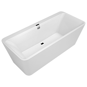 Villeroy & Boch Squaro Edge 12 Rechteck-Badewanne Duo Q180SQE9W2BCV01 weiß, mit Ab-/Überlauf, verchromt, 180x80cm, freistehend