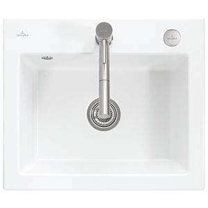Villeroy and Boch Subway 60 S built-in sink 330902R1 with drain fitting, eccentric operation, 600 x 510 mm, white alpine CeramicPlus