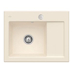 Villeroy und Boch Subway 45 Compact Einbauspüle 331202FU links, mit Ablaufgarnitur, Excenterbetätigung, 650 x 510 mm, ivory CeramicPlus
