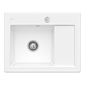 Villeroy &amp; Boch Subway 45 Compact built-in sink 331202KG left, with waste set and eccentric operation, 650 x 510 mm, Snow White