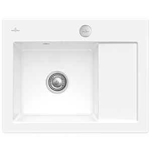 Villeroy und Boch Subway 45 Compact Einbauspüle 331202R1 links, mit Ablaufgarnitur, Excenterbetätigung, 650 x 510 mm, weiß alpin CeramicPlus