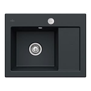 Villeroy und Boch Subway 45 Compact Einbauspüle 331202S5 links, mit Ablaufgarnitur, Excenterbetätigung, 650 x 510 mm, ebony CeramicPlus