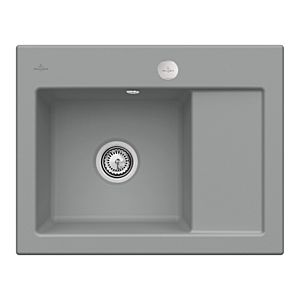 Villeroy et Boch Subway 45 Évier compact à encastrer 331202SL gauche, avec garniture de vidage , commande excentrique, 650 x 510 mm, pierre CeramicPlus