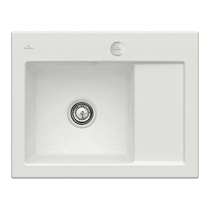 Villeroy und Boch Subway 45 Compact Einbauspüle 331202SM links, mit Ablaufgarnitur, Excenterbetätigung, 650 x 510 mm, steam CeramicPlus