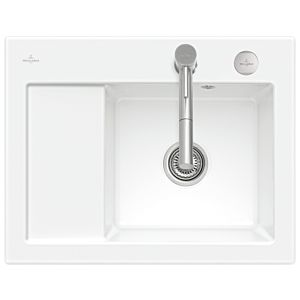Villeroy and Boch Subway 45 Compact built-in sink 331302R1 right, with waste set, pop-up waste, 650 x 510 mm, white alpine CeramicPlus