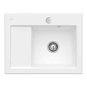 Évier compact Villeroy et Boch Subway 45 331302RW à droite, avec garniture de vidage , commande excentrique, 650 x 510 mm, blanc pierre CeramicPlus