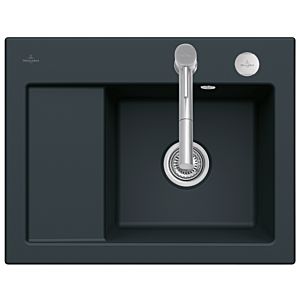 Villeroy & Boch Subway 45 Compact Einbauspüle 331302S5 rechts, mit Ablaufgarnitur und Exzenterbetätigung, 650 x 510 mm, Ebony