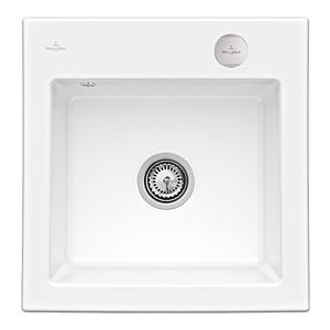Villeroy und Boch Subway Flächenbündige Spüle 33152FKG mit Ablaufgarnitur und Exzenterbetätigung, Snow White
