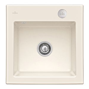 Villeroy und Boch Subway Flächenbündige Spüle 33152FKR mit Ablaufgarnitur und Exzenterbetätigung, Crema