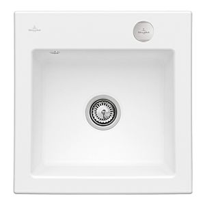 Villeroy und Boch Subway Flächenbündige Spüle 33152FRW mit Ablaufgarnitur und Exzenterbetätigung, Stone White