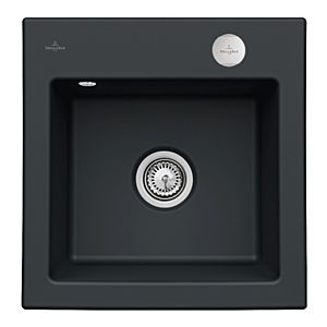 Villeroy und Boch Subway Flächenbündige Spüle 33152FS5 mit Ablaufgarnitur und Exzenterbetätigung, Ebony