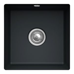 Villeroy and Boch undermount sink 332502S5 with drain fitting and eccentric operation, Ebony