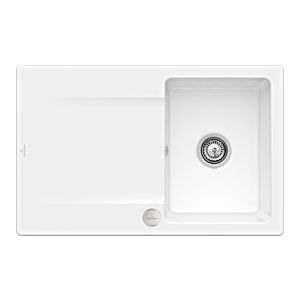 Villeroy und Boch Flächenbündige Spüle 33342FKG mit Ablaufgarnitur und Exzenterbetätigung, Snow White