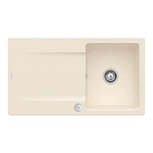 Villeroy and Boch flush-mounted sink 33352FFU with drain fitting and eccentric actuation, Ivory