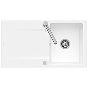 Villeroy and Boch flush-mounted sink 33352FR1 with drain fitting and eccentric actuation, white