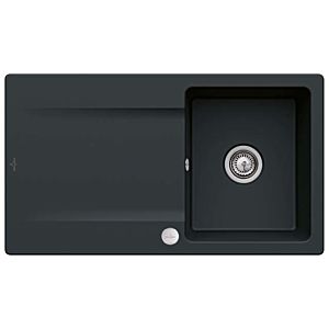 Villeroy and Boch flush-mounted sink 33352FS5 with drain fitting and eccentric actuation, Ebony