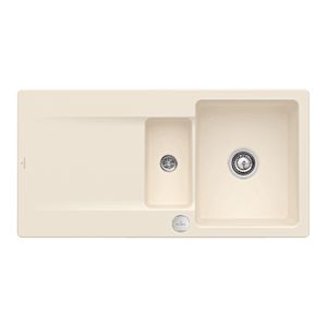 Villeroy und Boch Siluet Flächenbündige Spüle 33372FFU mit Ablaufgarnitur und Excenterbetätigung, Ivory