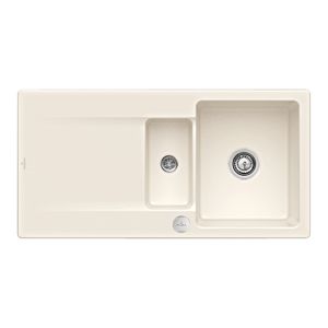 Villeroy und Boch Siluet Flächenbündige Spüle 33372FKR mit Ablaufgarnitur und Excenterbetätigung, Crema