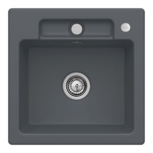Villeroy et Boch Siluet évier 334502i4 avec garniture de vidage et actionnement excentrique, graphite
