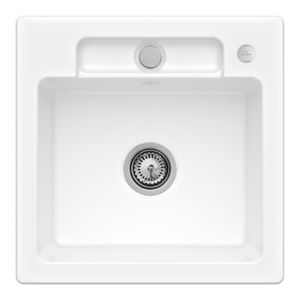 Villeroy et Boch Siluet évier 334502R1 avec garniture de vidage et actionnement excentrique, blanc