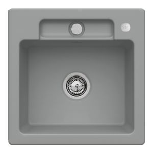 Villeroy and Boch Siluet sink 334502SL with drain fitting and eccentric actuation, Stone