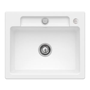Villeroy et Boch Siluet évier 334602RW avec garniture de vidage et actionnement excentrique, Stone White