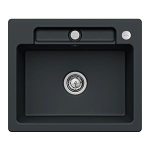 Villeroy und Boch Siluet Flächenbündige Spüle 33462FS5 mit Ablaufgarnitur und Exzenterbetätigung, Ebony