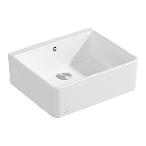Villeroy and Boch single bowl sink 636002RW drain fitting with eccentric operation, Stone White