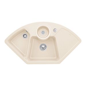 Villeroy und Boch Solo Eck Eckspüle 670802FU Ablaufgarnitur, Exzenterbetätigung, Resteschale, Ivory
