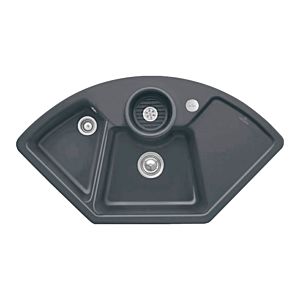 Villeroy and Boch Solo Eck Corner Sink 670802i4 Drain Fitting, Eccentric Operation, Waste Bowl, Graphite
