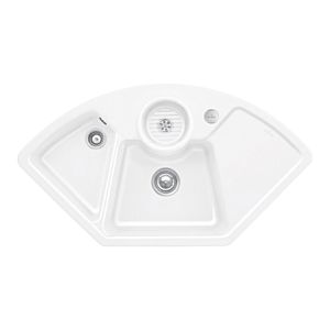 Villeroy and Boch Solo Corner Sink 670802KG Drain Fitting, Eccentric Operation, Waste Bowl, Snow White