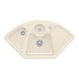 Villeroy and Boch Solo Eck Corner Sink 670802KR Drain fitting, eccentric operation, waste bowl, Crema