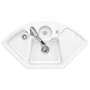 Villeroy and Boch Solo Eck corner sink 670802R1 drain fitting, eccentric operation, waste bowl, white