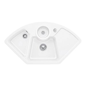 Villeroy and Boch Solo Eck Corner Sink 670802RW Drain Fitting, Eccentric Operation, Waste Bowl, Stone White