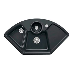 Villeroy and Boch Solo Corner Sink 670802S5 Drain Fitting, Eccentric Operation, Waste Bowl, Ebony