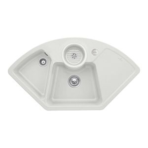 Villeroy und Boch Solo Eck Eckspüle 670802SM Ablaufgarnitur, Exzenterbetätigung, Resteschale, Steam