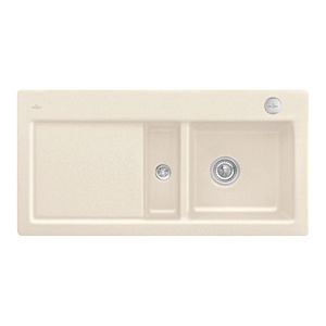 Villeroy &amp; Boch Subway 60 built-in sink 671202FU right, with drain fitting and eccentric operation, 1000 x 510 mm, Ivory